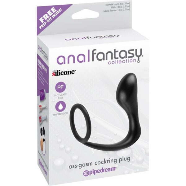 Anal Stimulator Ass-Gasm Cockring Plug  - Colour Black - Image 6