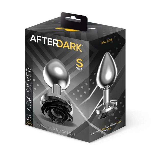 Metal Anal Plug with Black Rose Base Size S - Image 3