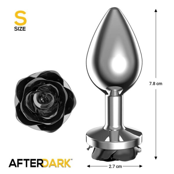 Metal Anal Plug with Black Rose Base Size S - Image 5