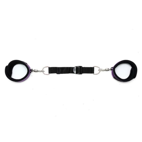 Rimba Bondage Play Ankle Cuffs with Adjustable Spreader Strap Adjustable Purple - Image 3