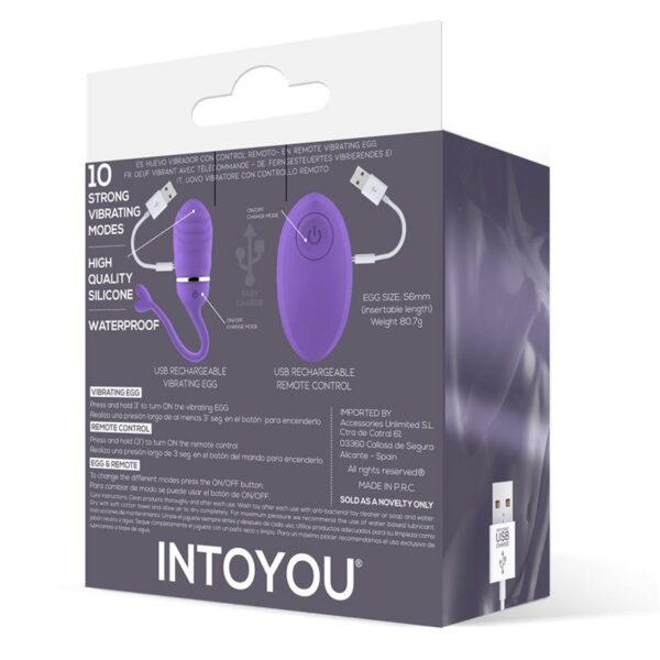 Vibrating Egg with Remote Control Odise USB Silicone Purple - Image 3