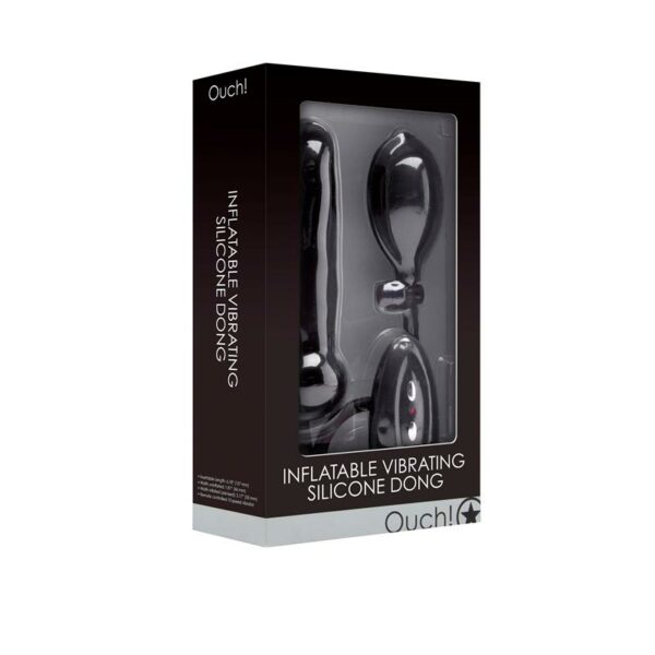 Shots Ouch! Inflatable Vibrating Silicone Dong Black - Image 3