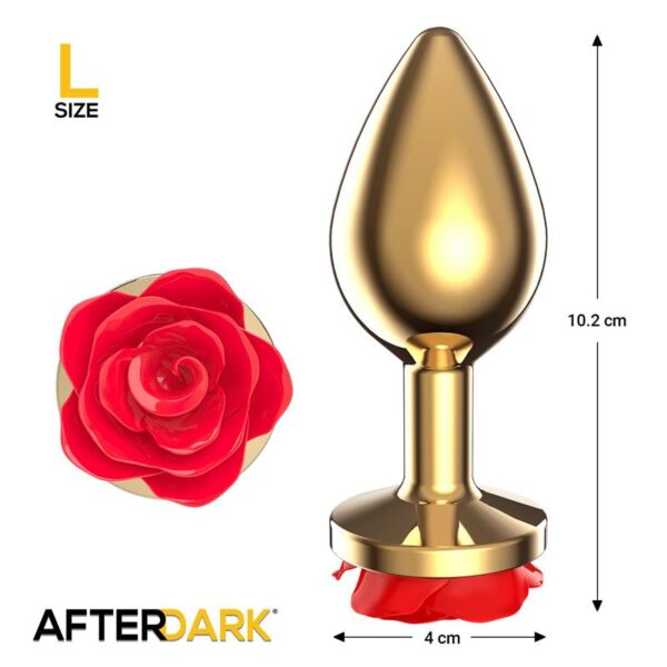 Golden Metal Anal Plug with Red Rose Base Size L - Image 5