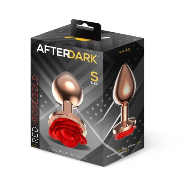 Rose Gold Anal Plug with Red Rose Base Size S - Image 4