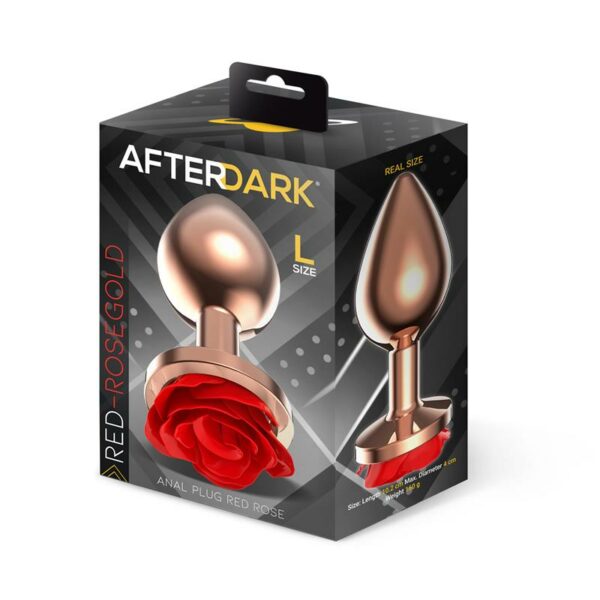 Rose Gold Anal Plugh with Red Rose Base size L - Image 4